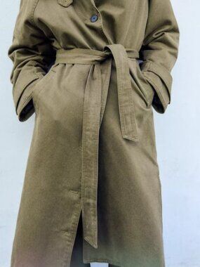 ZARA Waxed Effect Trench Coat Light Khaki